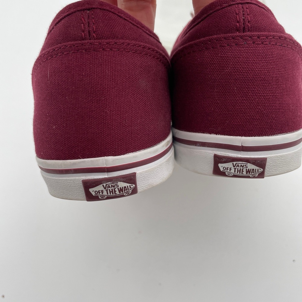 Vans TB4R Burgundy Canvas Low-Top Sneakers White Laces‎ Size Women 10 - Picture 7 of 11